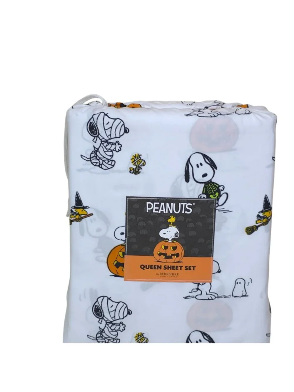Peanuts Halloween Queen Sheet Set By Berkshire Snoopy & Woodstock Pumpkins